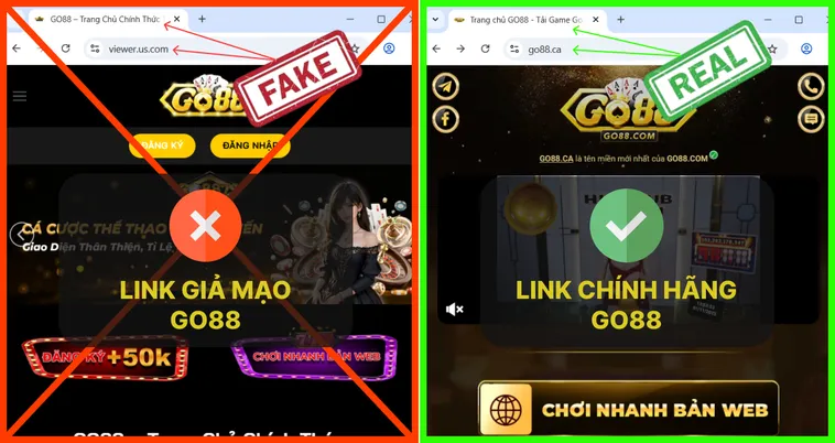 Cảnh Báo Lừa Đảo Cách Phân Biệt Website Go88 Thật Giả Cực Dễ
